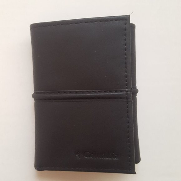 Columbia Leather Black Wallet Tri-Fold RFID-Block - Picture 1 of 6